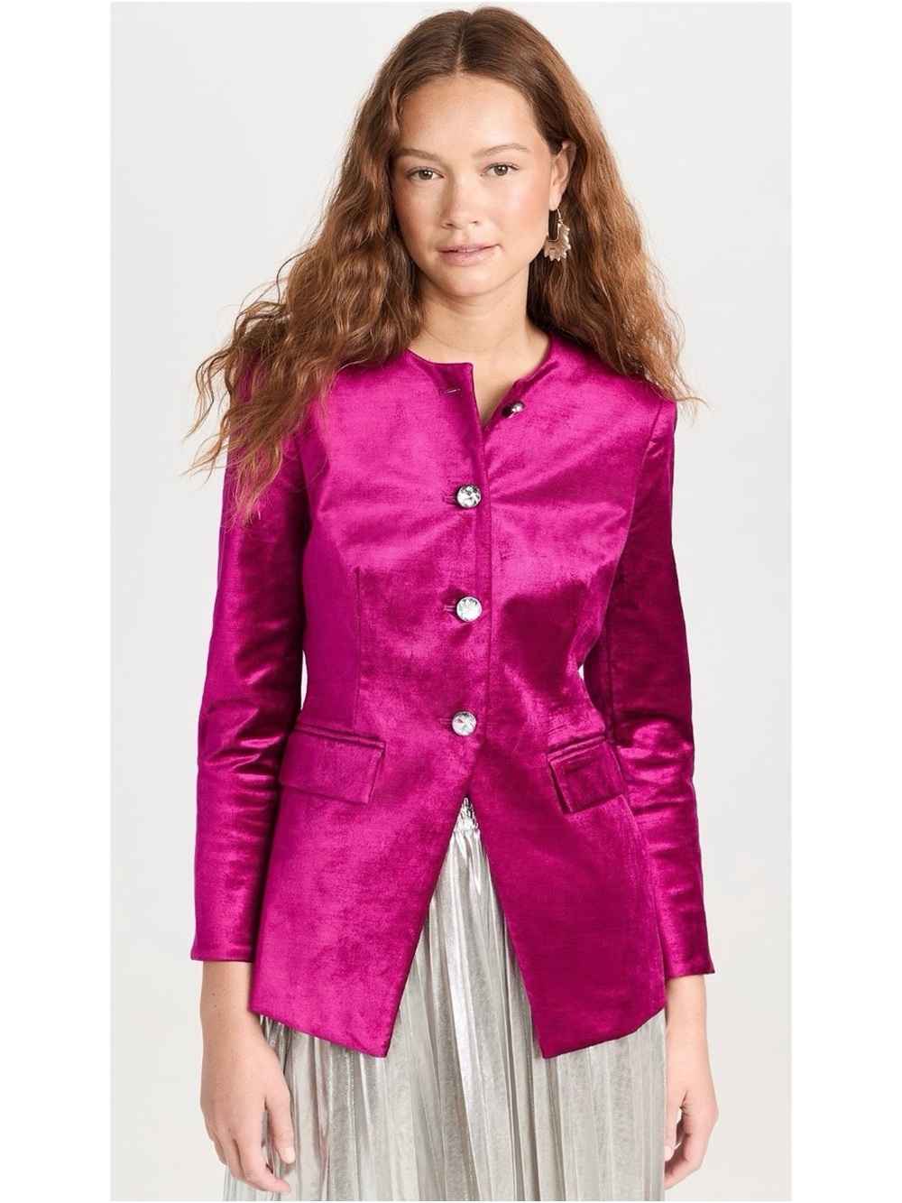 Veronica Beard Cencia Fuchsia Crystal Evening Velvet Jacket 4